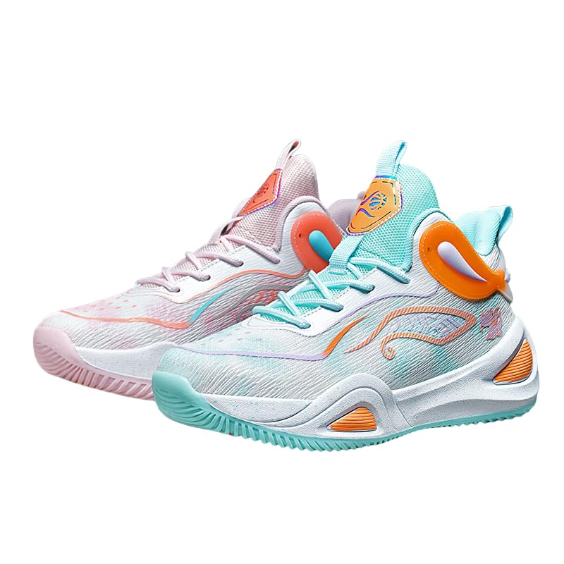 AQURIZE Women Mens Basketball Shoes Fashion Athletic Sneakers Unisex Outdoor Sport Shoes High Top Anti Slip and Wear-Resistant Basketball Shoes(Pink+Green?36)