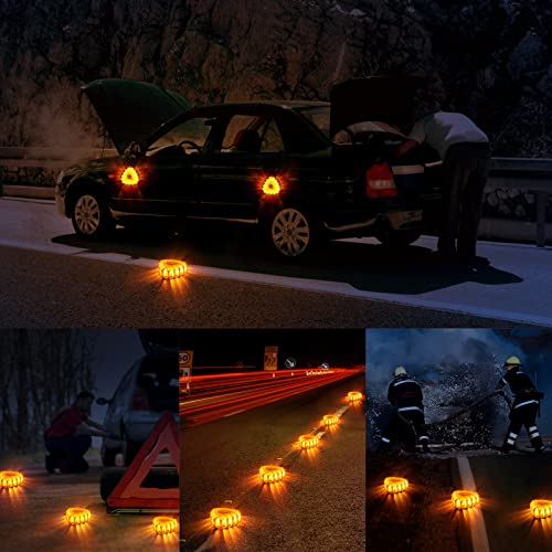 3 Pack Led Road Flares Emergency Lights Roadside Warning Safety Disc Beacon Flashing Flare Kit With Magnetic Base, Hook For Car, Truck, Rv, Boat (Batteries Not Included) (3Pack-Upgrade Triangle) #TOP5