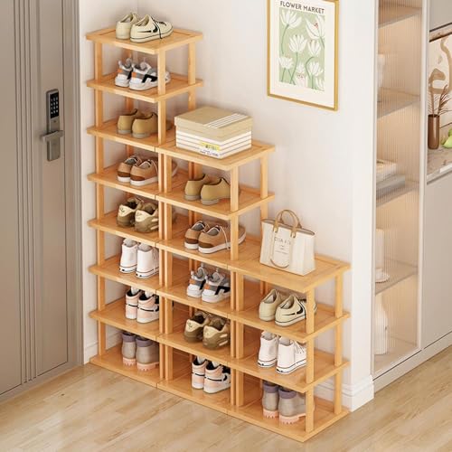Étagère à chaussures en bambou au design moderne et structure pliable à 8 niveaux - 3