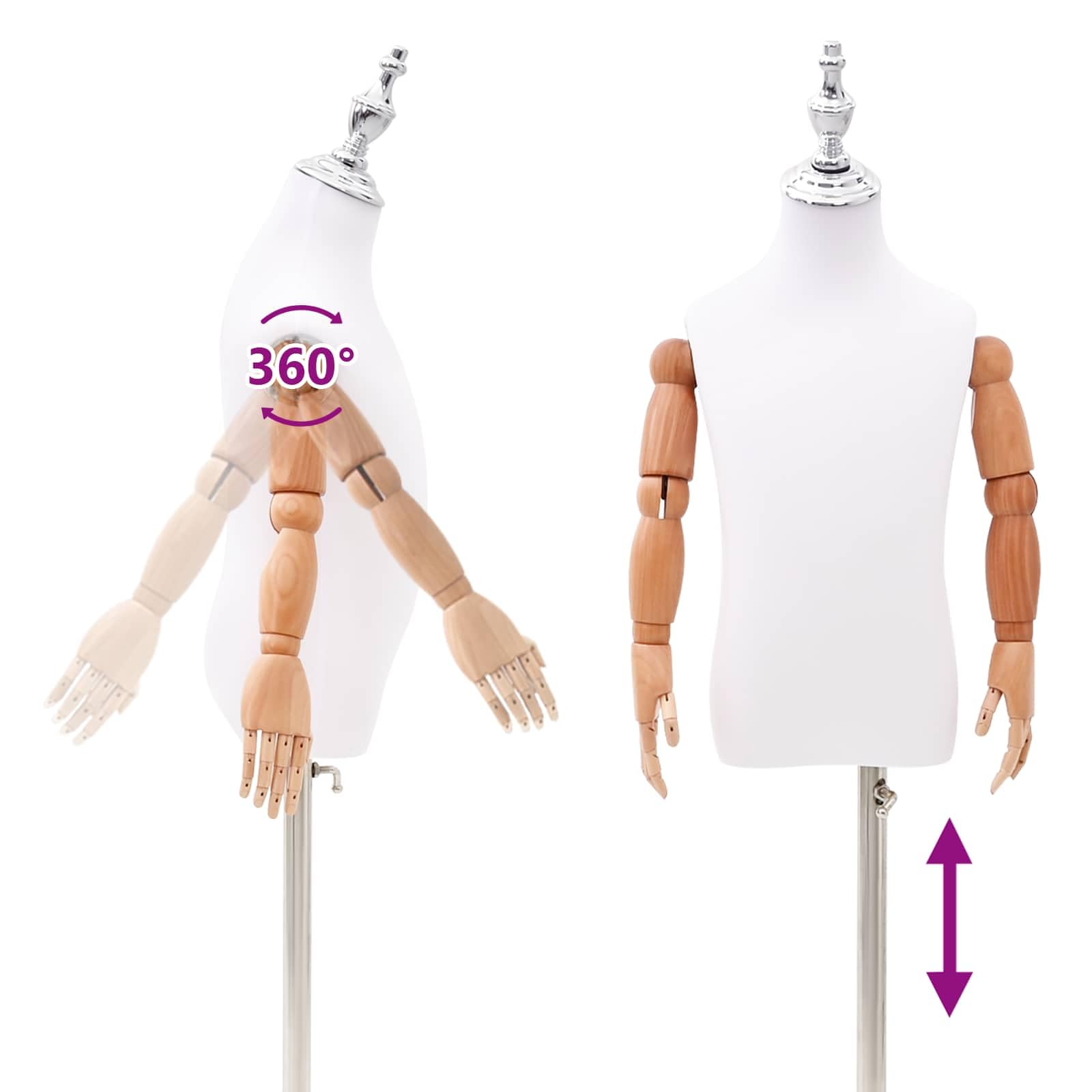 vidaXL Verstellbares 120-150 cm Mannequin mit Basis Unisex PP Weiß