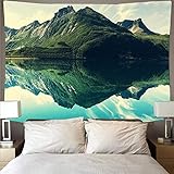 KHKJ Montaña Ondulada Bosque Lago Paisaje Tapiz Barato Arte psicodélico Colgante de Pared Toalla de Playa Mandala Manta Fina A2 200x150cm