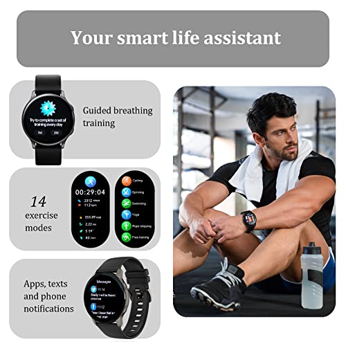 Smart Watches For Men Women, Smartwatch Samsung Iphone Android Phones Compatible, Amoled Touchscreen, Heart Rate Blood Oxygen Sleep And Swim Sports Tracking Fitness Watch, Gift For Father Husband #TOP3