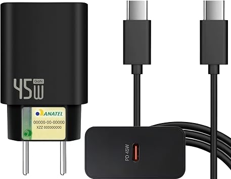 Carregador Turbo 45W USB-C GaN FLENSBOX + Cabo 1m