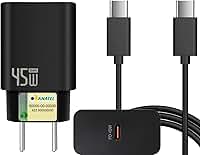 Carregador Turbo 45W + Cabo USB-C de 1m - Carregamento Rápido e Eficiente para iOS, Android, Tablets - Tecnologia GaN, Segurança Garantida