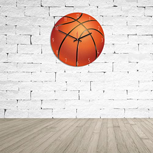 VICASKY Wanduhr Im Basketball-Design Runde Leise Hängende Uhr Für Schlafzimmer Und Büro Einfache Stilvolle Wanddekoration Tickgeräusche VICASKY Wanduhr Im Basketball-Design Runde Leise Hängende Uhr Für Schlafzimmer Und Büro Einfache Stilvolle Wanddekoration Tickgeräusche