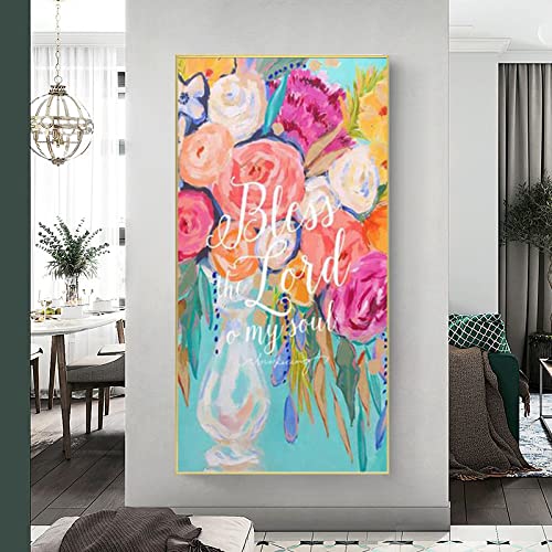 Tableau sur toile pivoine abstraite rétro, œuvre faite main grand format
