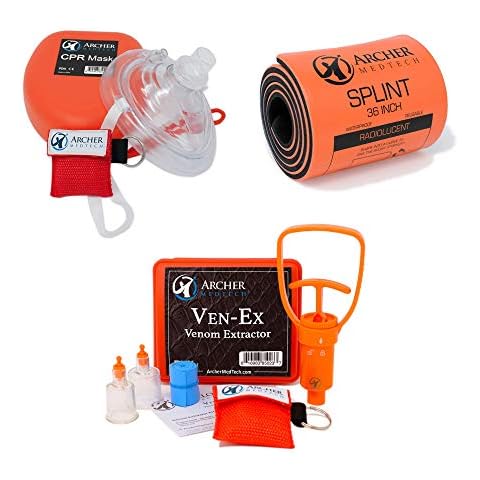 Archer MedTech Universal First Aid Splint, Ven-Ex Venom Extractor and CPR Mask Bundle Cover