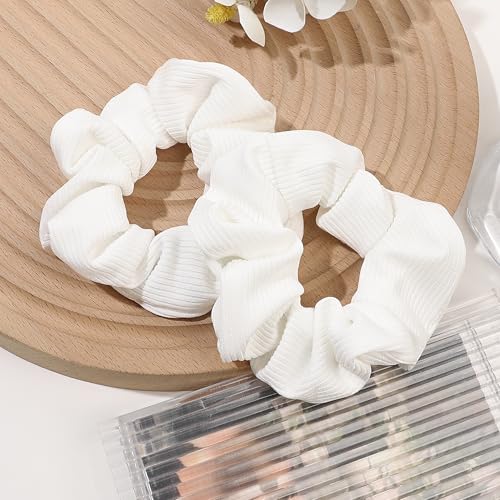 Image of Soft Scrunchies for Women - No Crease, No Damage Hair Ties for Thick or Thin Hair in White - Ponytail Holders, 5-Pack