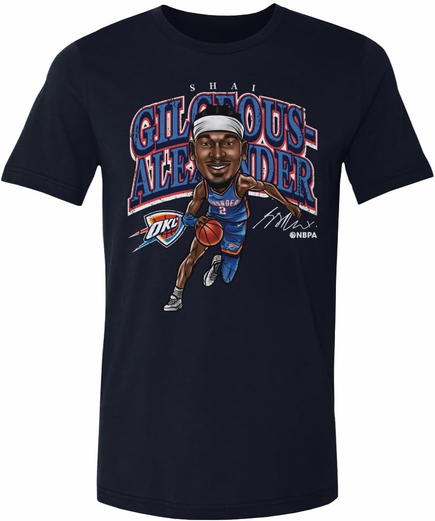 500 LEVEL Shai Gilgeous-Alexander Oklahoma City Thunder Shirt - Shai Gilgeous-Alexander Oklahoma City Thunder Cartoon WHT