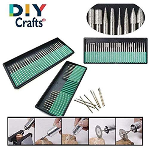 Image of DIY Crafts 30 Pieces Rotary Tool Bits - Diamond Tipped Deburring and Engraving Set - For a Range of Surfaces in a Variety of Sizes (Shape No # 3, Diamond Burr)