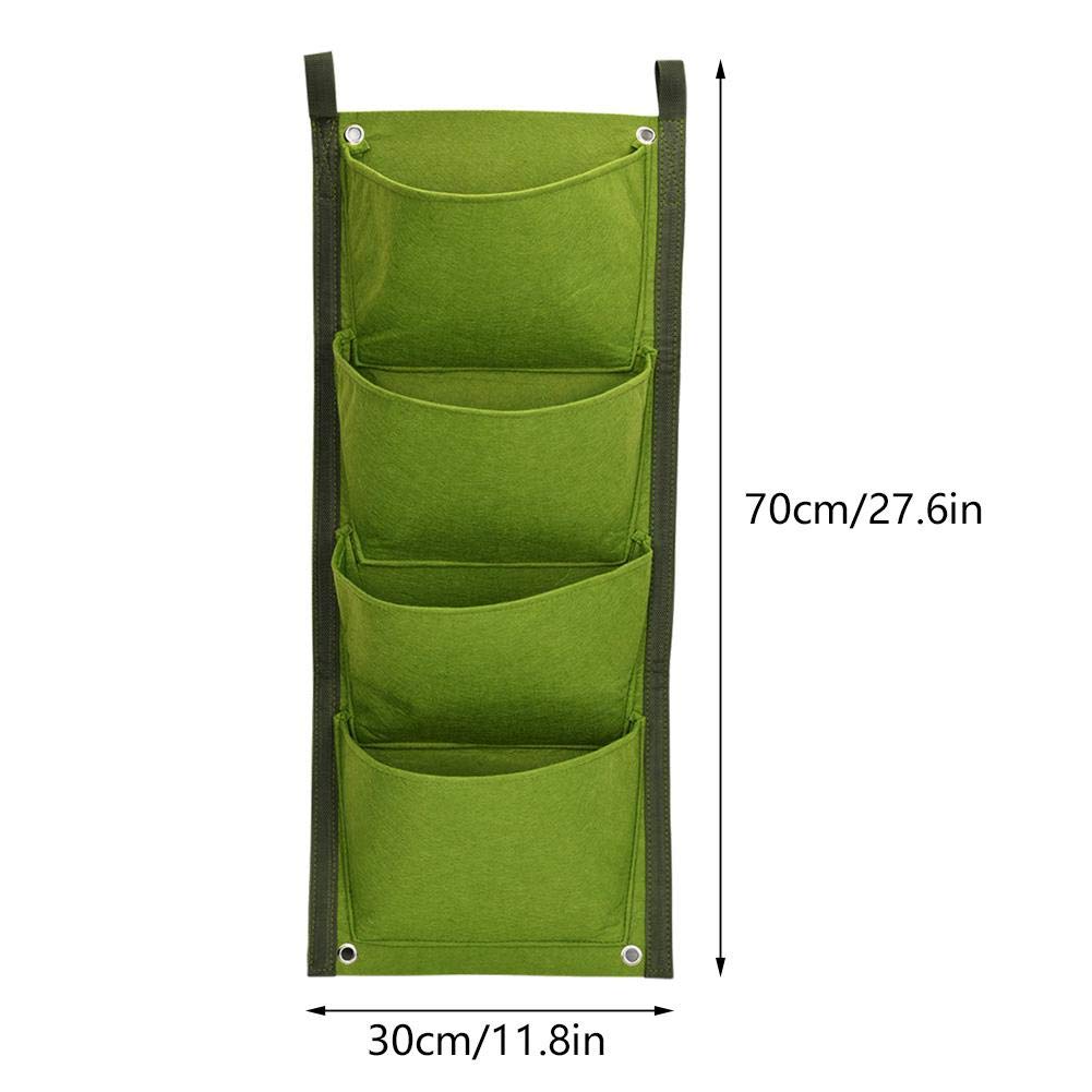 Jeffergrill 4 Pocket Vertical Greening Hanging Wall Outdoor Garden Grow Plant Bags Planter Planter Vertical Garden Hanging Pocket (70 x 30cm) - Image 2