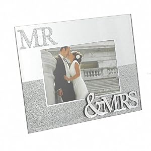MR and MRS Mirror Glitter Picture Photo Frame Gift Wedding Anniversary 6 X 4 New