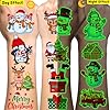 Glow In Dark Christmas Temporary Tattoos | Luminous Christmas Decorations Accessories Party Favors Supplies Goodie Bags Stocking Stuffers Xmas Santa Claus Snowman Gift Idea For Kis Teen Adult-60Pcs #1