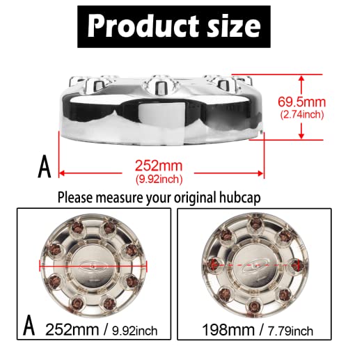 Rheedal 2Pcs 252mm(9.92inch) Wheel Center Cap for Ford F350 Wheel Rim Replacement 5C3Z-1130-SA Hub Cap, Chrome 8 Lug Wheel Cover. by Rheedal - Image 3