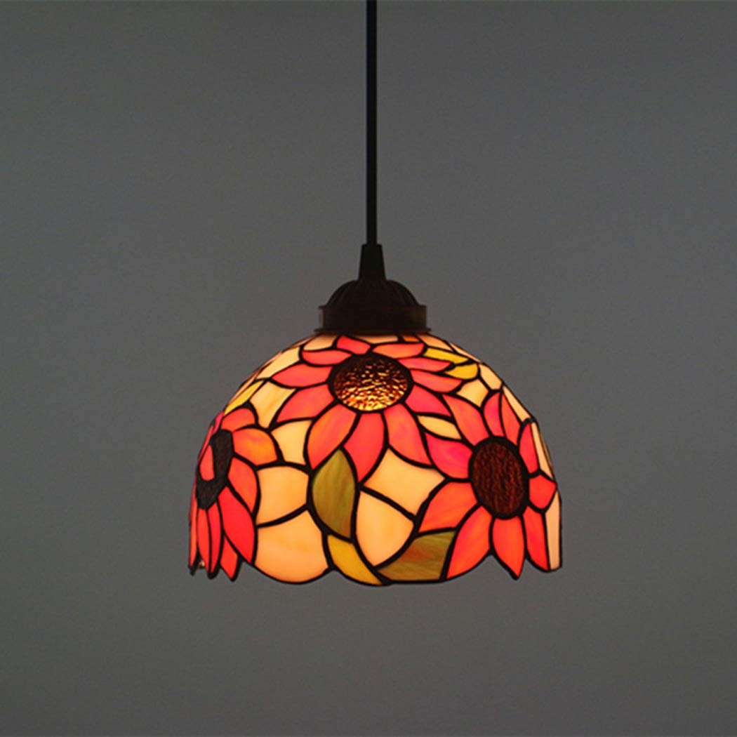 HPTHLY Tiffany Pendant Light Idyllic Sunflower Stained Glass Vintage Hanging Lamp Chandelier For Dining Room Bedroom Living Room Corridor Aisle Ceiling Fixture,40Cm Co(20Cm-A)