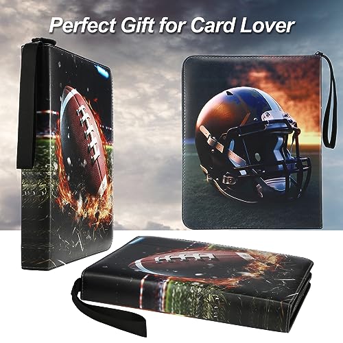 Image of 900 Pocket Football Card Binder with Sleeves, Multicolor, 9 Pocket with 50 Removable Sleeves Zipper Book Folder Collector Album 3 Ring Binder Organizer Storage Kids Gift