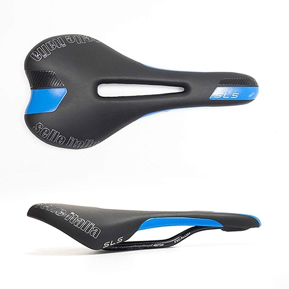Selle Italia SLS Flow Road and Mountain Bike Saddle FEC Alloy Rails - Black/Blue