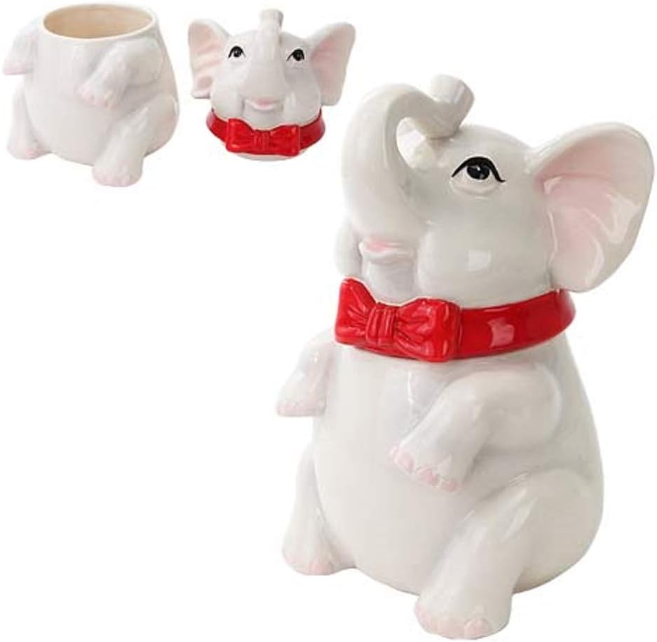 Pacific GIFTWARE Elephant Cookie Jar Ceramic Cute Kitchen Accessory, White