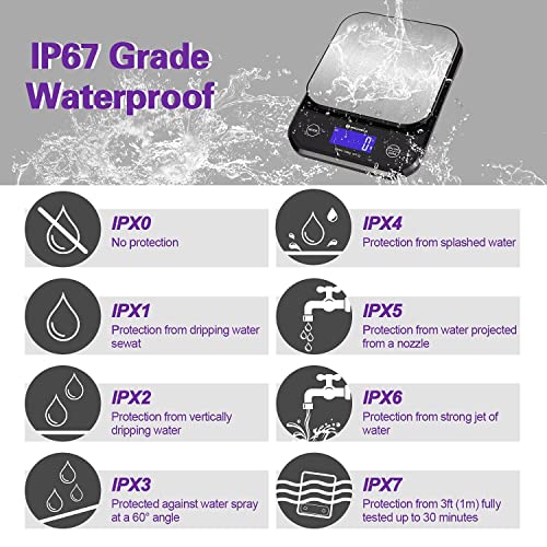 Bromech Washable Food Scale Ip67 Waterproof, 22Lb Usb Rechargeable Digital Kitchen Scale, 1G/0.1Oz Precision Ounces And Grams For Weight Loss Baking And Cooking, Stainless Steel #TOP2