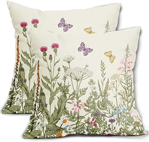 Spring Garden Pillow Covers (Set Of 4) – 20x20 Linen, Farmhouse Style, Hidden Zipper - View #8
