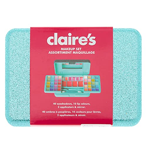 CLAIRES-Kids-Makeup-Set-Little-Girls-Mini-Mint-Glitter-Travel-Makeup-Set-With-Mirror-for-Girls-Cute-Eyeshadows-Lip-Glosses-and-Applicators-Makeup-Palette-Play-Make-Up-Kits-Gift-Party-Favors-4x3x1