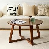 Round Coffee Table Set of 2, Solid Wood...