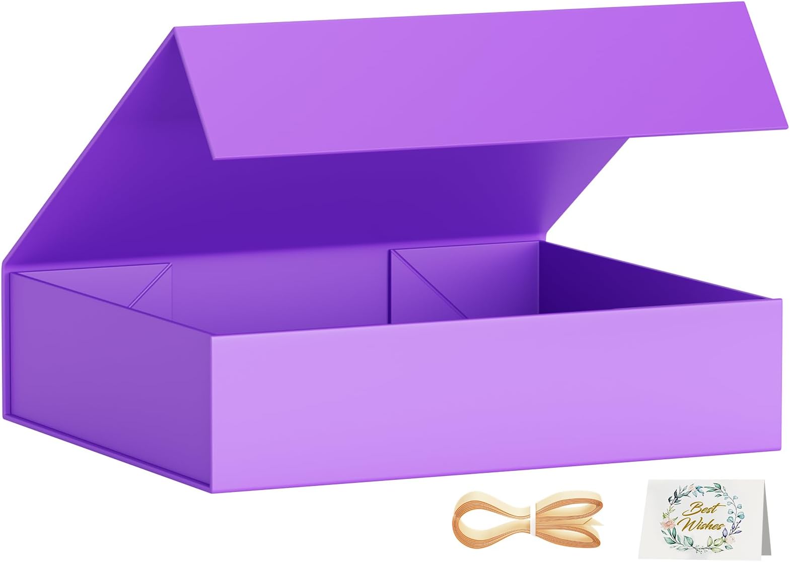 Gift Boxes with Lids, 11.5x7.8x3 In Purple Gift Box for Presents Magnetic Closure for T-Shirts, Gloves, Scarves, Books, Baby Clothes, Robes Clothing Gift Wrap, Contains Card, Ribbon