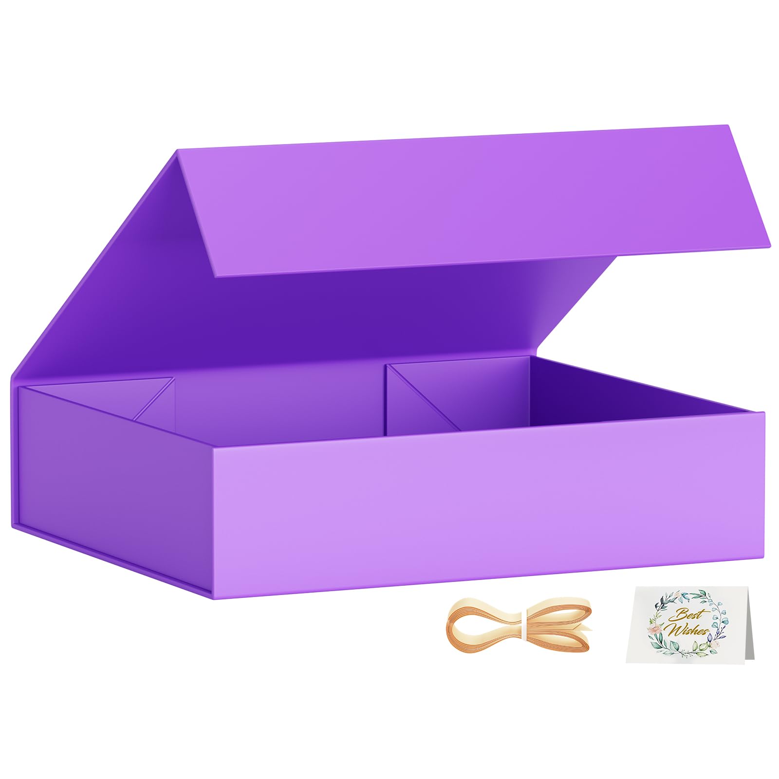 PSHVYM Gift Boxes with Lids, 11.5x7.8x3 In Purple Gift Box for Presents Magnetic Closure for T-Shirts, Gloves, Scarves, Books, Baby Clothes, Robes Clothing Gift Wrap, Contains Card, Ribbon