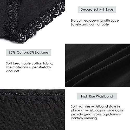 Image of Womens Underwear,Cotton Mid Waist No Muffin Top Full Coverage Brief Ladies Panties Lingerie Undergarments for Women Multipack