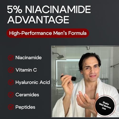 Man Labs Titan Anti-Aging Face Serum for Men – High Potency Mens Face Lotion & Skin Tightening Cream for Face – Mens Skin Care – Men Face Care – 5% Niacinamide, Vitamin C, Hyaluronic Acid – Unscented