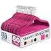 ZOBER Premium Quality Space Saving Velvet Hangers Strong and Durable Hold Up to 10 Lbs - 360 Degree Chrome Swivel Hook - Ultra Thin Non Slip Suit Hangers, 50 Pack (Pink)