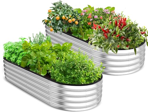 Utopia Home Galvanized Raised Garden Bed, 4 by 2 feet Lightweight Planter Boxes Outdoor...