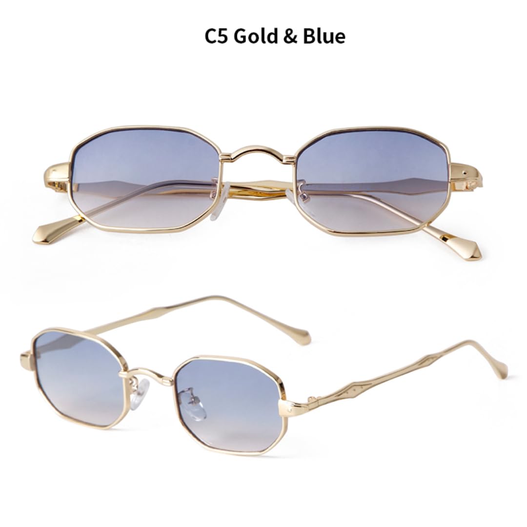 Gafas de sol pequeñas para mujeres y hombres, montura de metal retro, Steampunk, Uv400