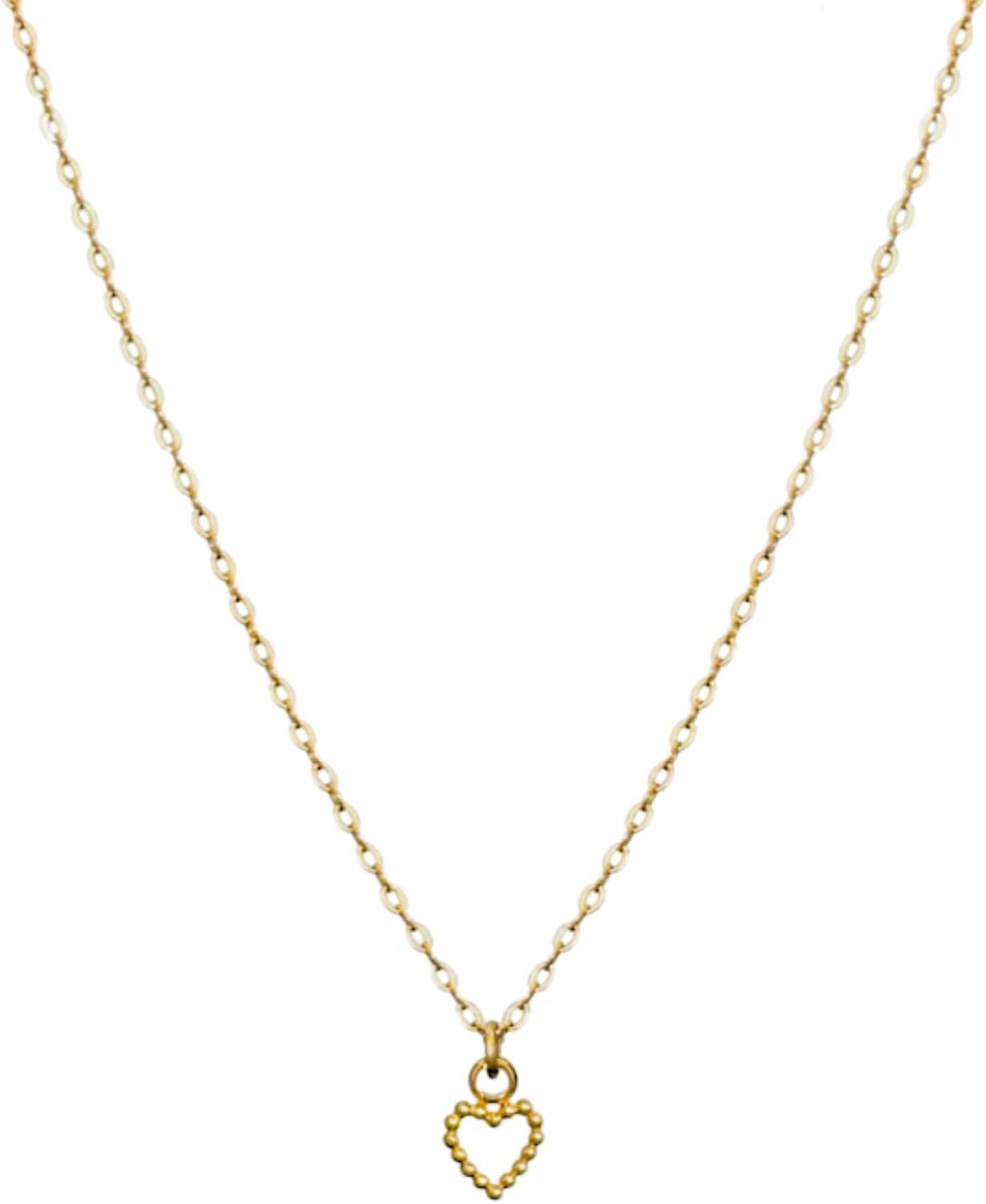 Annika Bella Gold Heart Necklace – Dainty Necklaces for Women, Cute Love Jewelry, Tiny Heart Charm with chain, Women’s Simple Gold Chains, Valentine Gift for Her/Girlfriend