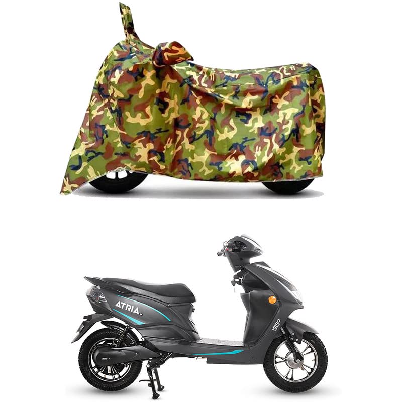 Image of Waterproof 100% PVC Coated Bike Scooty Two Wheeler Body Cover Compatible for Hero Electric Atria /UV-Rays /Heat Protection /Birds Dropping /Scratchproof /Dust Proof [6X6 Jungle Print]