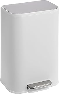 GarveeHome 3.2 Gal Stainless Steel Bathroom Trash Can with Lid, White