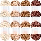 Xinnun 12 Skeins 1116 Yards Chenille Yarn 6mm Soft Thick Plush Yarn Fluffy Velvet Yarn for Crocheting Knitting DIY Craft Making Blankets, Clothes, 3.5 Oz/Skein(Retro Color)