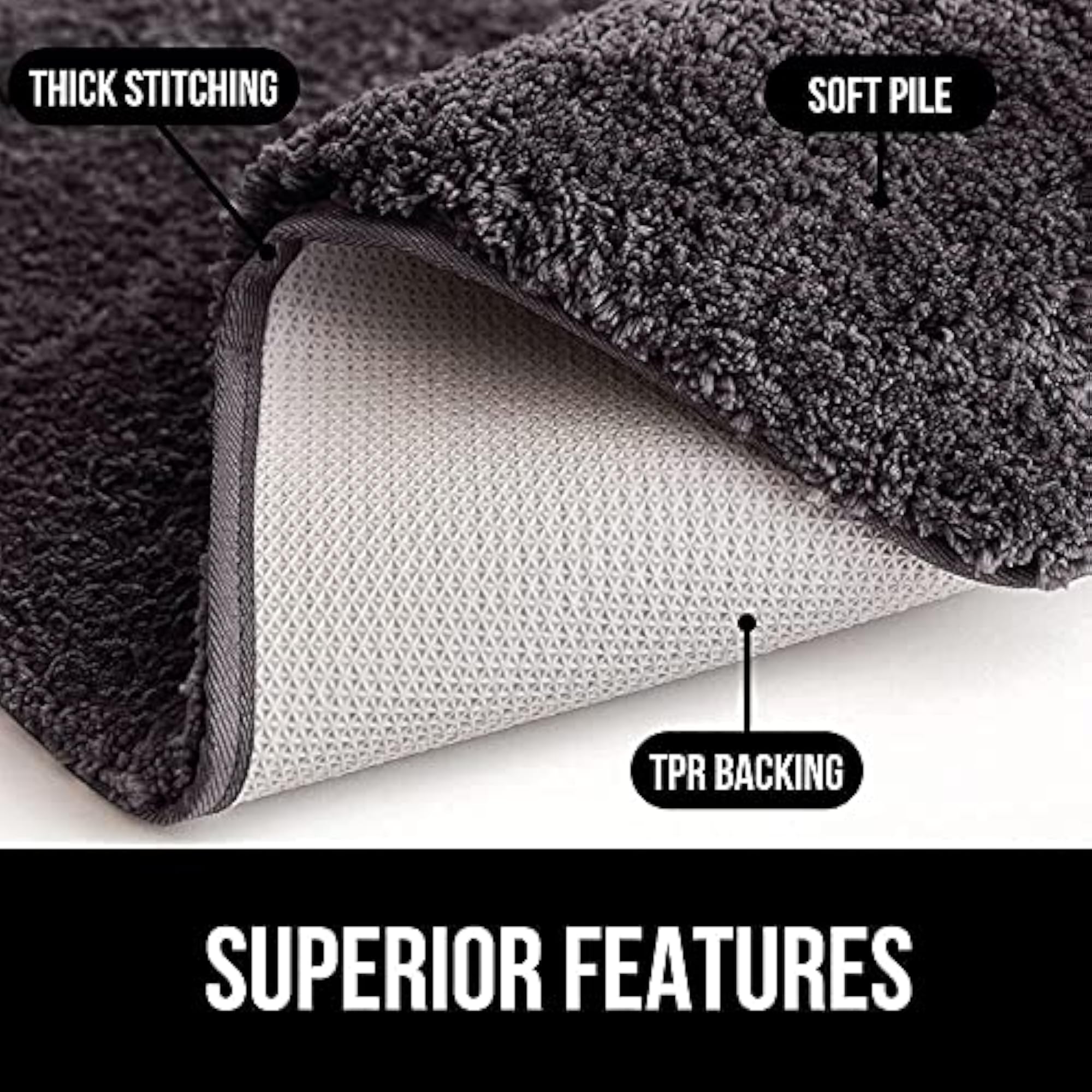 Bathroom Rug Mat Set, Extra-Soft Plush Bath Mat
