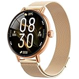 Smart Watches for Women,1.27" HD 43mm Fitness Tracker Answer/Make Call, Heart Rate/Sleep/SpO2, Round Smart Watch for iPhone/Samsung/Android,IP68 Waterproof,110+ Sport Mode-Gold