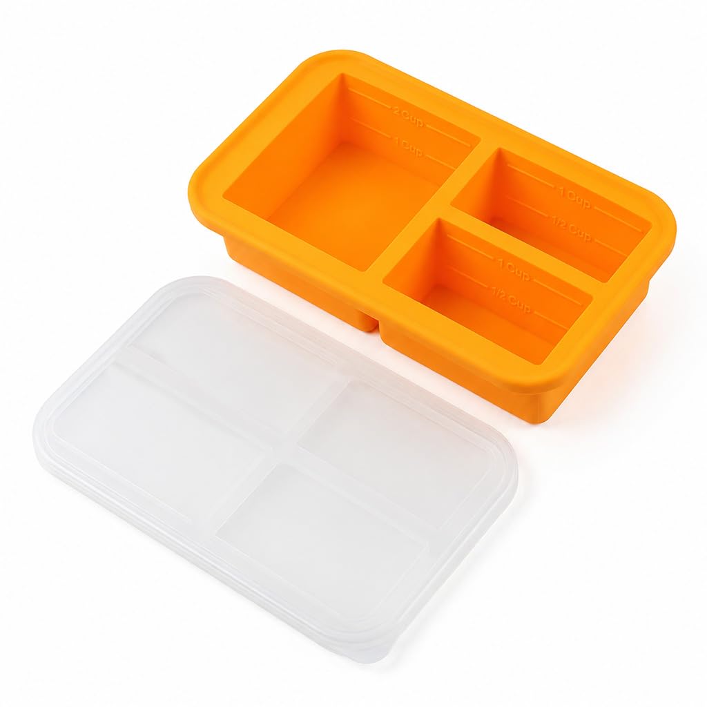 Supvox® Silicone Freezer Tray with Lid Portion Freezing Containers for Ice-picture-19