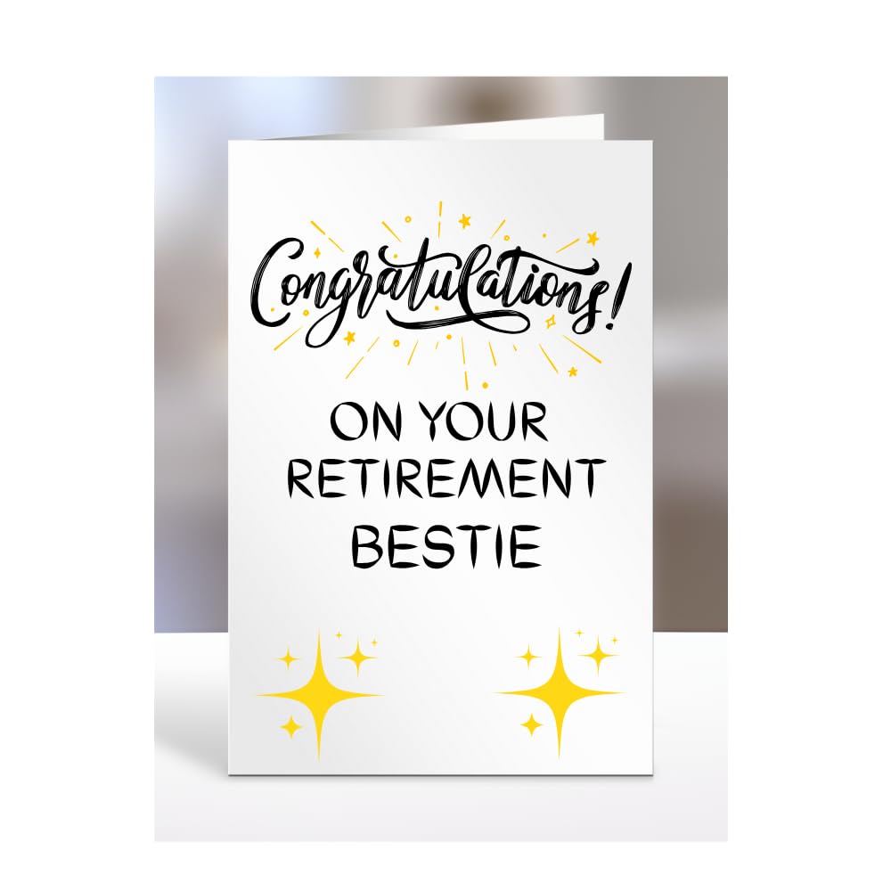 Congratulations on your retirement Bestie Card, Gifts for Men, Women, Presents for Retired Man, Woman or Person, Greetings Card, Retire, A5-124_18 — image 1