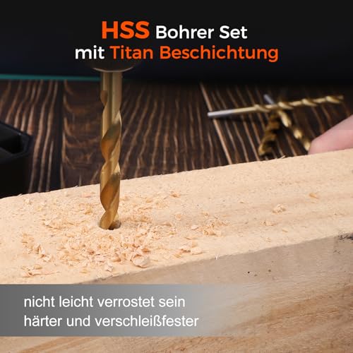 Bohrer Edelstahl, COMOWARE 100 tlg. HSS Bohrer Set Metall Titanium-beschichtet in 14 Größen von 1mm bis 10mm für Holz, Metall, Kunststoff in Aufbewahrungskoffer, Edelstahl Bohrer Bohrmaschine Zubehör