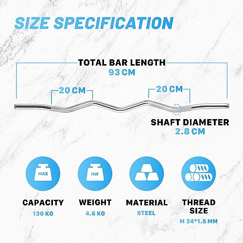 Northdeer EZ Curl Bar, Curling Barbell Bar, Non-Slip Weight Lifting Bar, 93cm, 4.6kg - Image 3