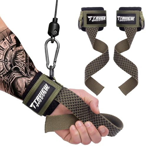 TAVIEW Correias de levantamento de pesos com anel em D com punhos, correias de elevação confortáveis e resistentes com ajuste seguro e aderência melhorada para treino de ginásio