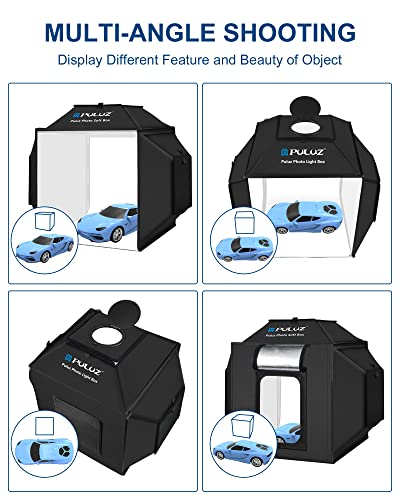 Puluz 16''X16'' Photo Studio Light Box, Upgraded Photo Box Soft Box Integrated Portable Light Box Photography With Hight Cri 480 Led Lights & 4 Color Backdrops For Product Photography #TOP5