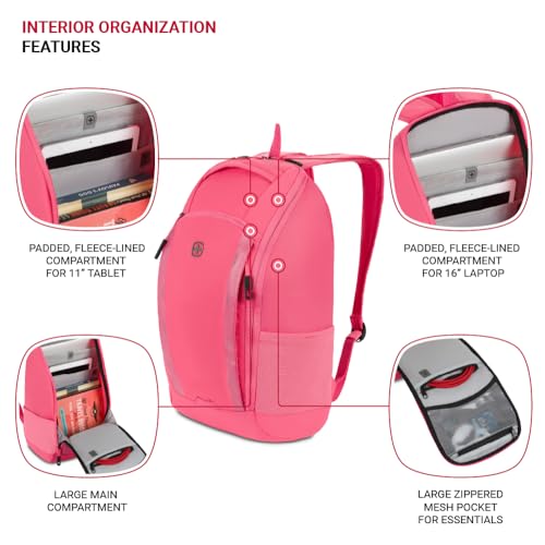 Mochila para portátil SwissGear 8118, rosa, hasta 14 pulg. miniatura 4