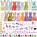 BARWA 53 pcs Doll Clothes and Accessories 10 pcs Party Dresses with 42 pcs Shoes, Crown, Necklace, Hangers, Bags, Accessories for 11.5 inch Doll