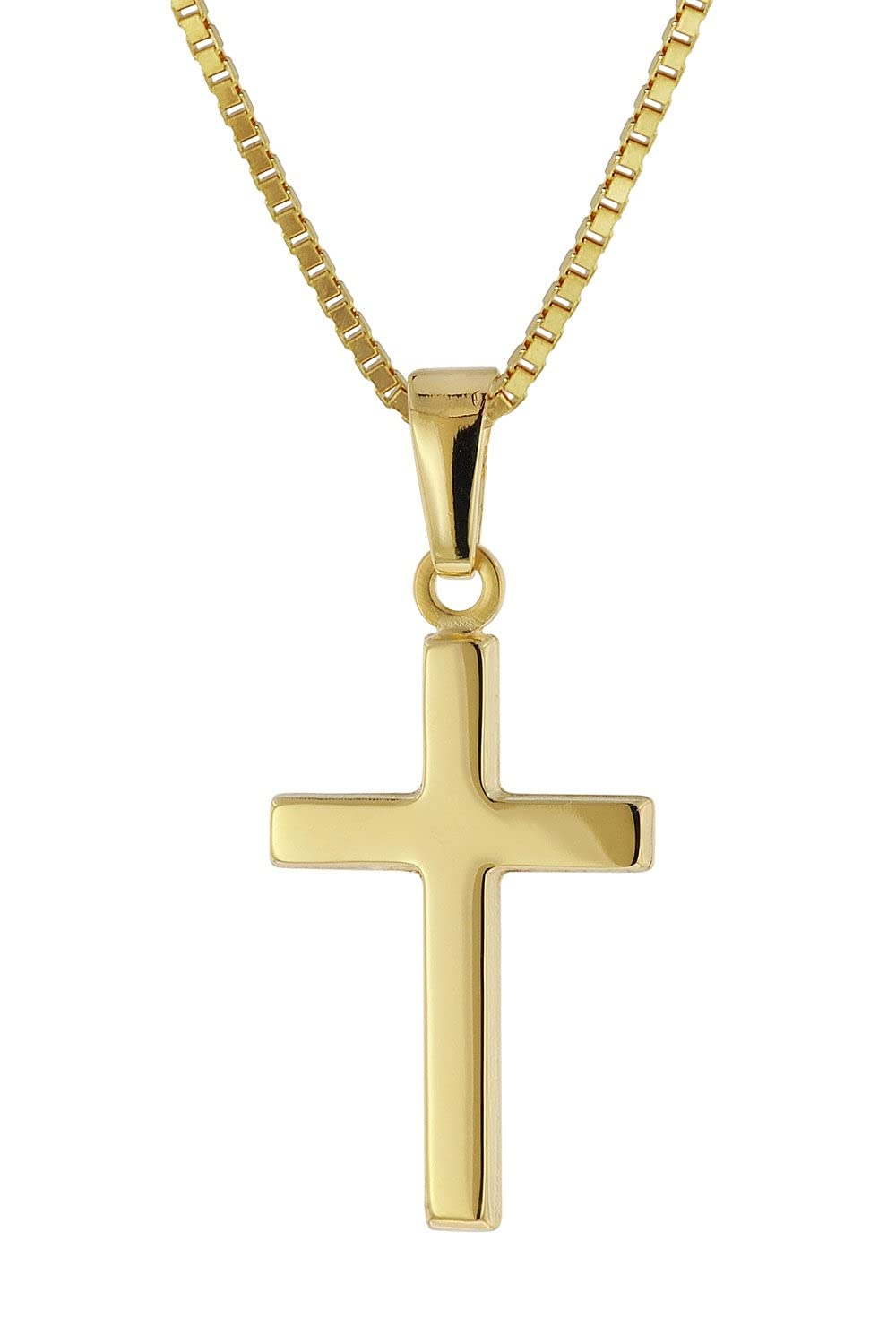 trendor Damen Kreuz-Anhänger 333 / 8K Gold + Vergoldete Silberkette 51056 | zauberhafter Halsschmuck für Frauen, diese Halskette ist eine tolle Geschenkidee,