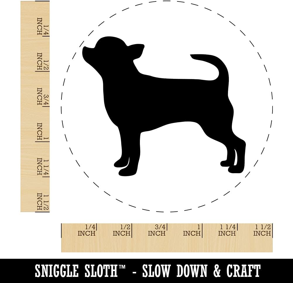 Smooth Coat Chihuahua Apple Head Dog Solid Self-Inking Rubber Stamp Ink Stamper for Stamping Crafting Planners - 1-1/2 Inch Large - Blue Ink