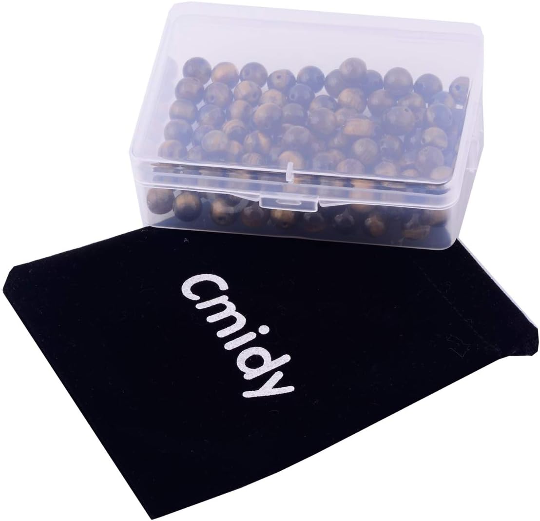 Natural Stone Beads 100pcs 8mm Tiger Eye Round Genuine Real Stone Beading Loose Gemstone Hole Size 1mm DIY Smooth Beads for Bracelet Necklace Earrings Jewelry Making (Tiger Eye, 8mm) - Image 6